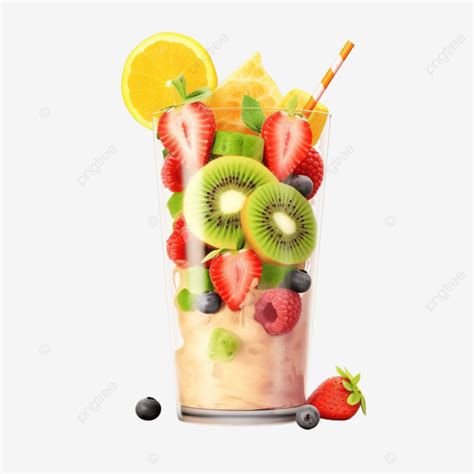 Fruit Smoothie Glass With Some Fruits Isolated Generative Ai Fruit