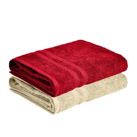 Haus And Kinder 100 Cotton Zero Twist Bath Towel Set 500 Gsm Dark Red