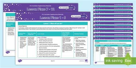 Esl Curriculum Level Lesson Plans Hecho Por Educadores