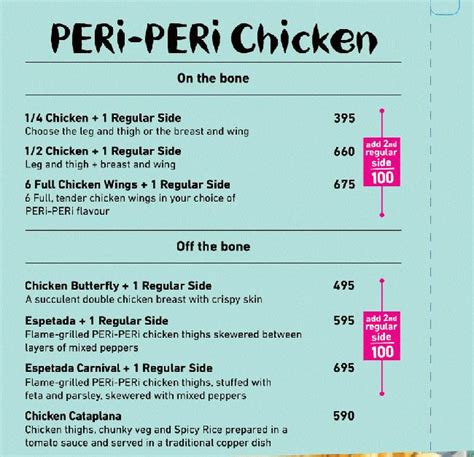 Menu at Nando's, Chennai, X6R8+HQF