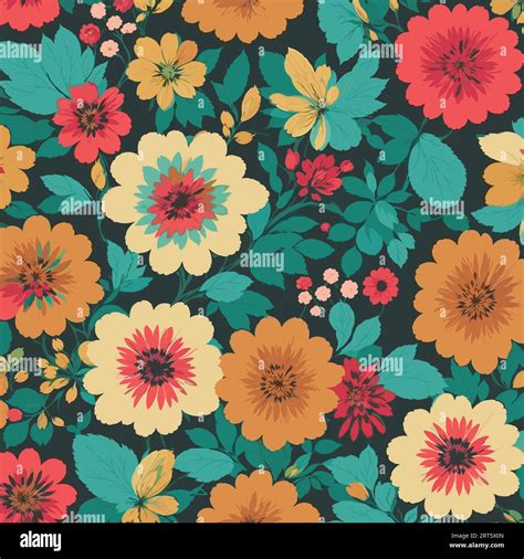 Colorful Floral Print Background Seamless Floral Pattern With Bright