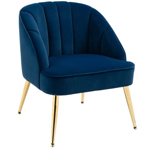 Homcom Sessel In Retrodesign Lesesessel Akzentsessel Samtoptik Blau