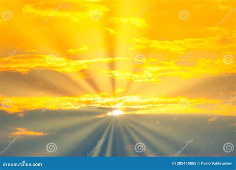 Sunset Sky With Sunset Clouds And Sun Rays Stock Image Image Of