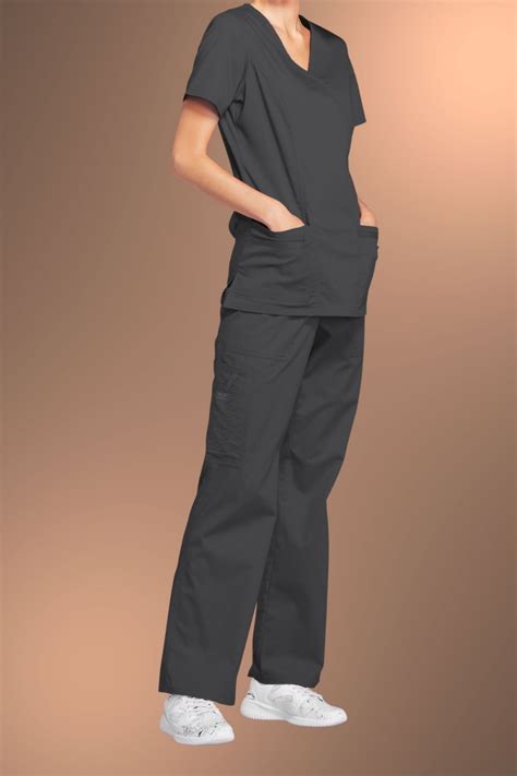 Cherokee Core Stretch Womens Mock Wrap Scrub Top 4728