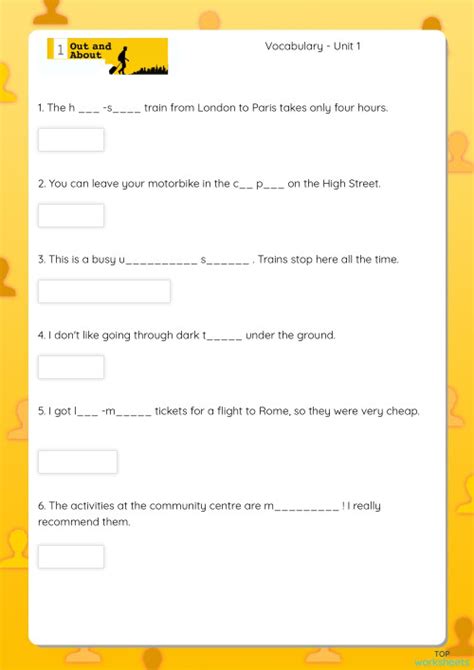 Vocabulary Unit 1 Interactive Worksheet Topworksheets