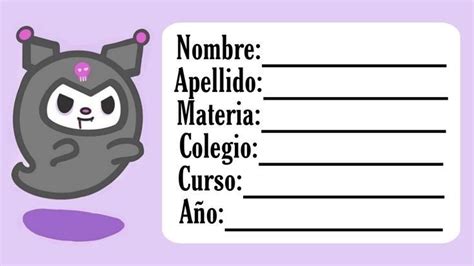 Pegatina De Kuromi Para Tus Cuadernos Etiquetas De Material Escolar