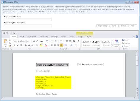 Creating a Mail Merge Template for Labels