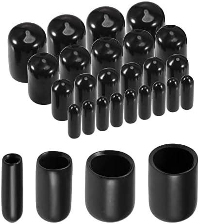 Uxcell 50pcs Round Rubber End Caps 1 4 3 8 1 2 5 8 3 4 Black Vinyl