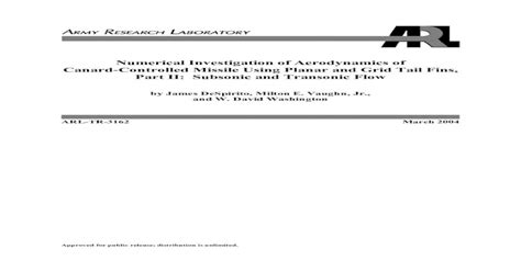 Pdf Numerical Investigation Of Aerodynamics Of Canard Controlled