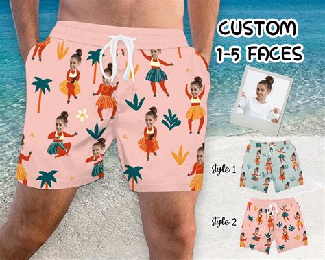 Funny Men Bathing Suit Custom Swim Trunks Hawaii Dance Etsy