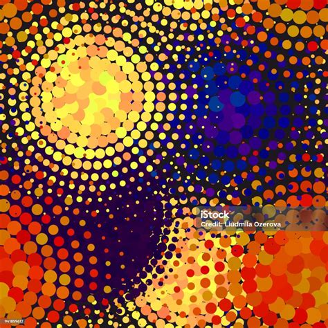 Seamless Pattern With Halftone Colorful Dots Vector Circle Shapes