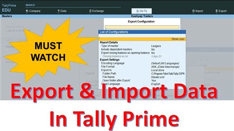 How To Export And Export Data In Tally Prime Tally Prime में Import