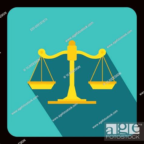 Scales Of Justice Icon In Flat Style On A Baby Blue Background Vector