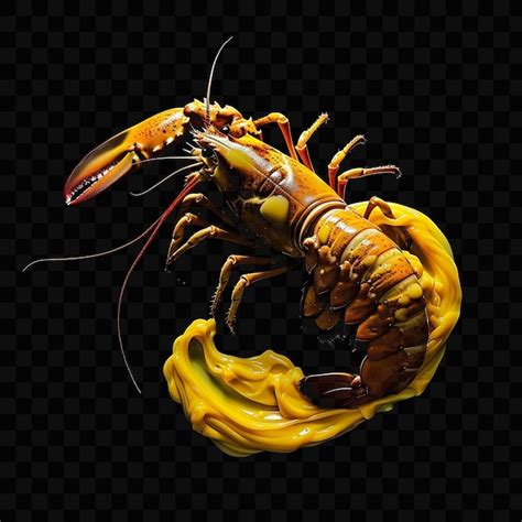 Premium PSD | A scorpion on a black background with a yellow body and a black background