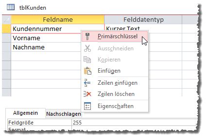 Tabellen basics Primärschlüsselfelder mit Autowert Access basics