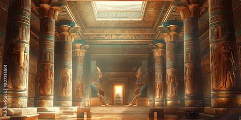 throne room of an ancient Egyptian Pharaoh, stone column Stock Illustration | Adobe Stock