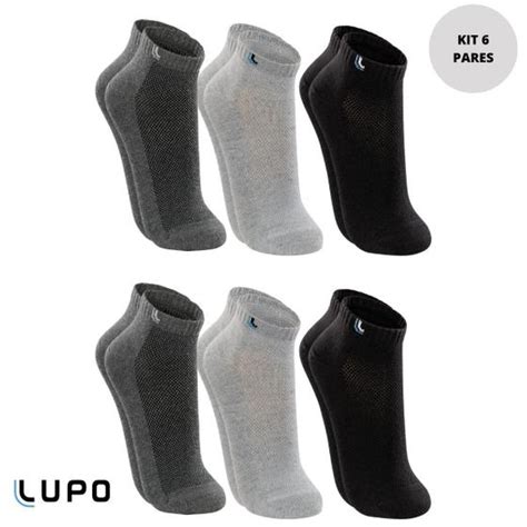 Kit 6 Pares Meia Meias Lupo Cano Curto Médio Algodão Masculina Original