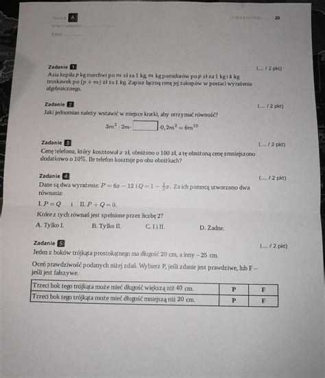 Prosz O Zrobienie Tych Zada Matematycznych Na Szybko Ale Zadania Maj