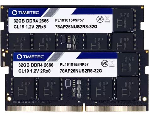 Kit De Memoria Ram Timetec 64 Gb 2 X 32 Gb Ddr4 2666 Mhz Cuotas