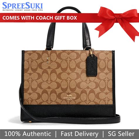 SpreeSuki Coach Dempsey Carryall In Signature Canvas Khaki Black 1955