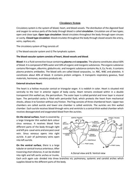 SOLUTION: Circulatory system of rana tigrina - Studypool