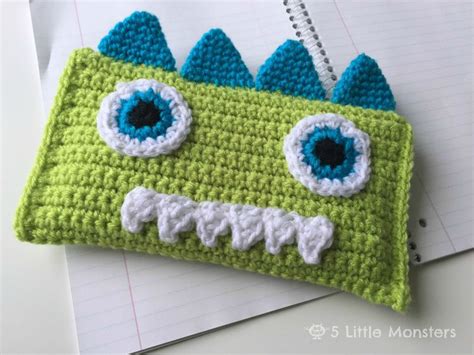 5 Little Monsters Crocheted Monster Pencil Bag