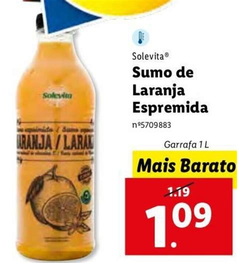 Promoção Solevita Sumo de Laranja Espremida 1L em Lidl