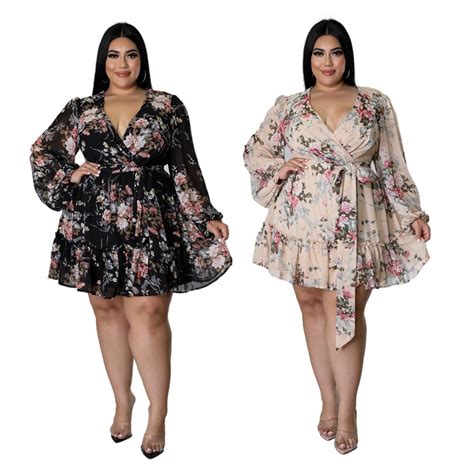 Vestidos Mulheres Plus Size 5xl Festa Sexy Flor Imprimir Mini Vestido