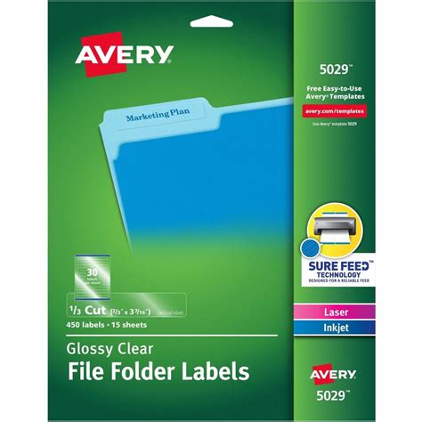 Avery Permanent Clear File Folder Labels AVE 5029 R R Office Solutions