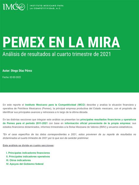 Reporte Pemex 4t2021 Tarea De Conta Pemex En La Mira Análisis De Resultados Al Cuarto