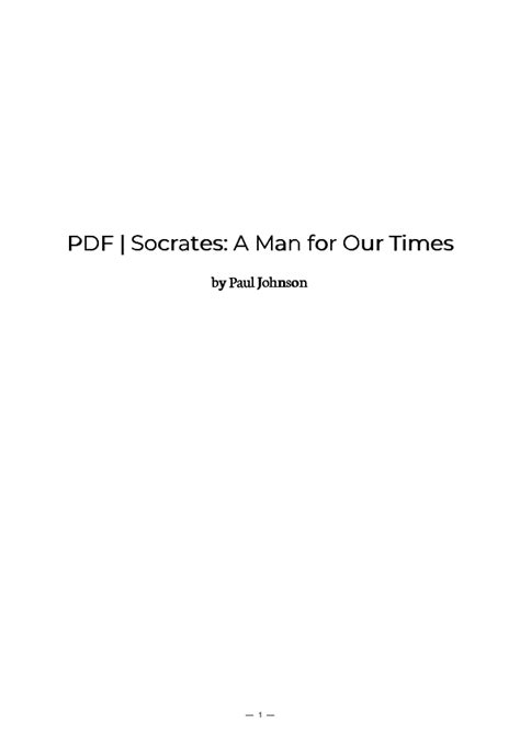 Pdf Socrates A Man For Our Times