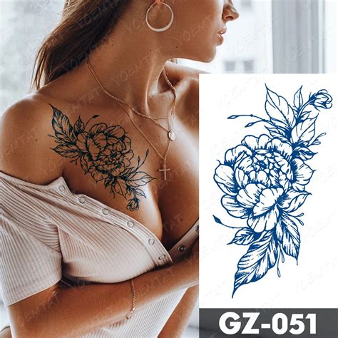 Blooming Enchantment Blue Floral Tattoo Omg Temporary Tattoos