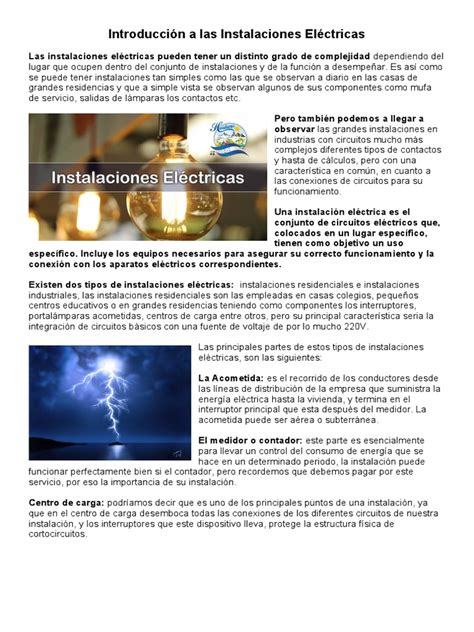 Introducción A Las Instalaciones Eléctricas Pdf Ingenieria