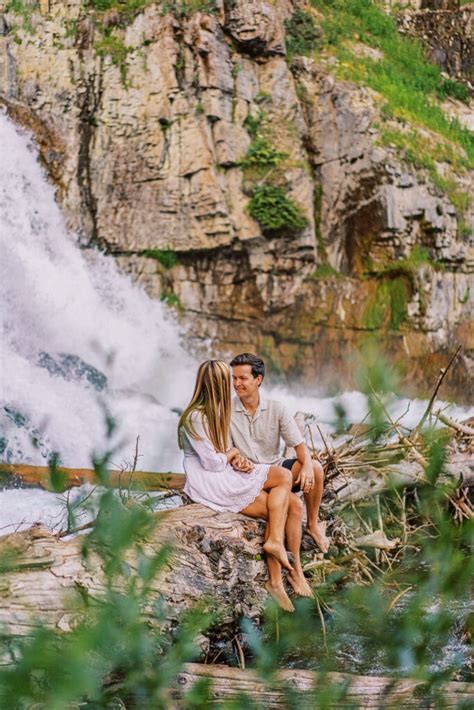 Hot Spring Adventure Session With A Waterfall In Wyoming