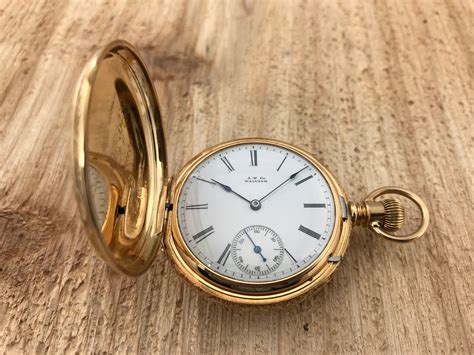 Antique Waltham 18k Gold Hunting Case Pocket Watch Back In Time