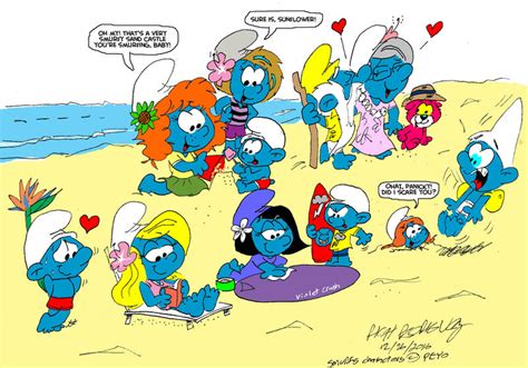 Smurfs at the Beach (Color) by NewportMuse on DeviantArt