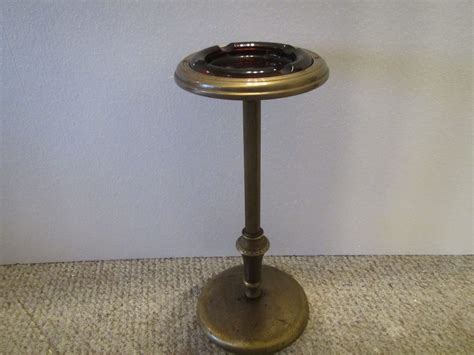 Vintage Floor Standing Ashtray With Amber Glass Ash Tray 24 Inches