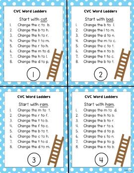 Short Vowel CVC Word Ladder Task Cards With Phoneme And Phonemic