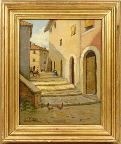 Scorcio Di Ronciglione Olio Su Tavola Cm 37x29 Firmato Entro