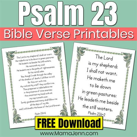 Psalm 23 Bible Verse Copywork Pages Free Printables To Download