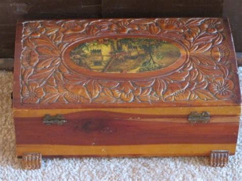 Cedar Jewelry Box Carved Wood Jewelry Box Cedar Trinket Box