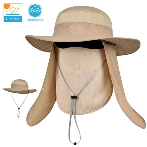 LCZTN UPF 50+ Sun Protection Cap Wide Brim Fishing Hat with Face & Neck ...