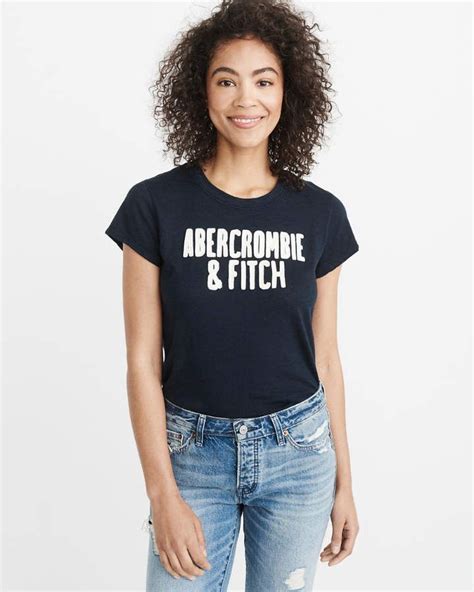 Abercrombie And Fitch Aandf Womens Graphic Crew Tee In Navy Blue Size