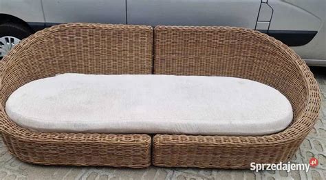 Kanapa Sofa Rattanowa Naturalny Rattan Gruby Oplot Cm Xxl Pozna