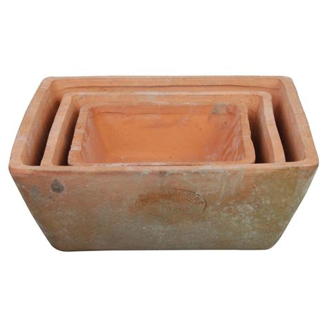 Esschert Design AT05 Aged Terracotta Square Pots Set Of 3 Aging