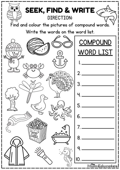 Free Compound Words List And Worksheets The Mum Educates