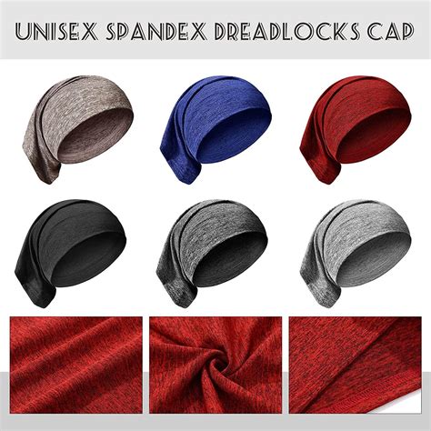 SATINIOR 6 Piece Spandex Dreadlock Caps Unisex Elastic Bands For Long