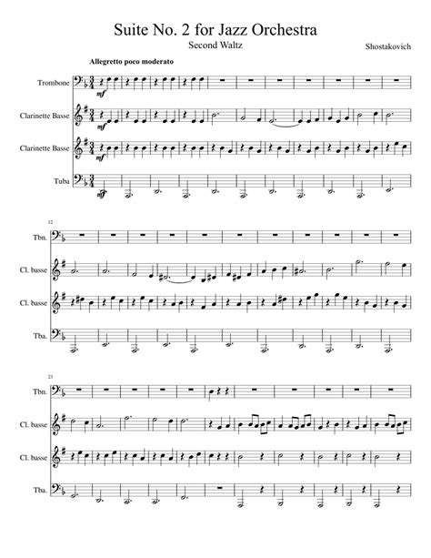 Suite No 2 For Jazz Orchestra Sheet Music For Trombone Tuba Clarinet