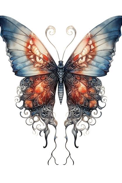 Premium AI Image Butterfly With Swirls And Wings On A White