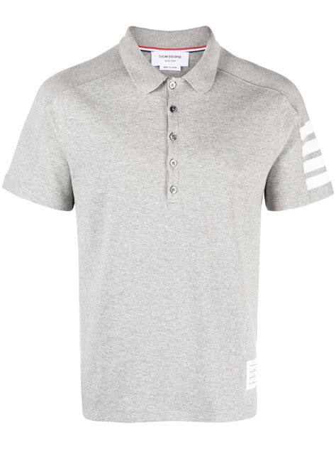 Thom Browne 4 Bar Stripe Polo Shirt Grey FARFETCH